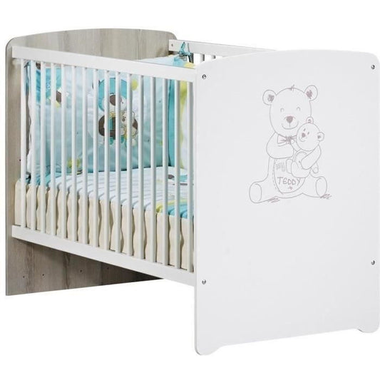 Teddy ledikant 120×60 – wit met teddy detail