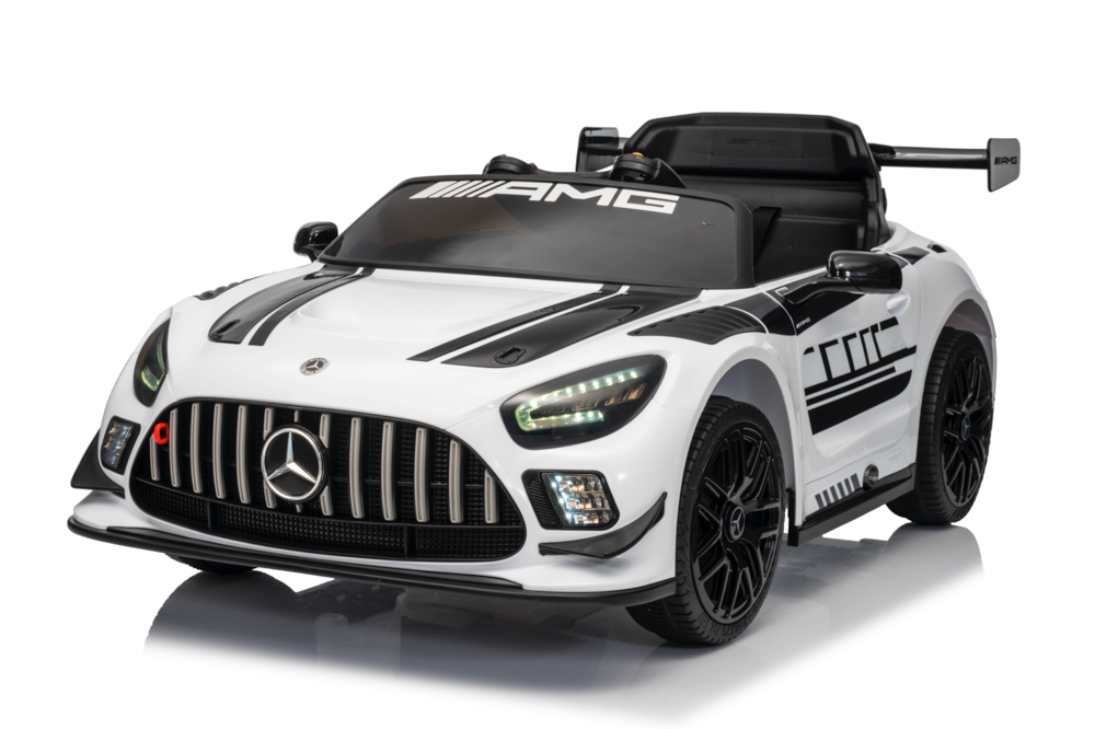 Mercedes-Benz Gt3 Amg 12 Volt Elektrische Kinderauto Met Rubberen Banden, Leder Zitje En Meer!