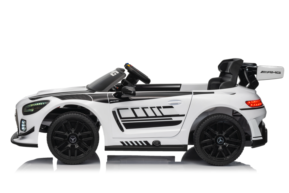 Mercedes-Benz Gt3 Amg 12 Volt Elektrische Kinderauto Met Rubberen Banden, Leder Zitje En Meer!