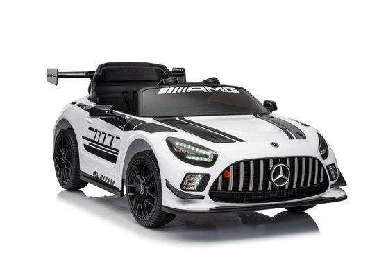 Mercedes-Benz Gt3 Amg 12 Volt Elektrische Kinderauto Met Rubberen Banden, Leder Zitje En Meer!