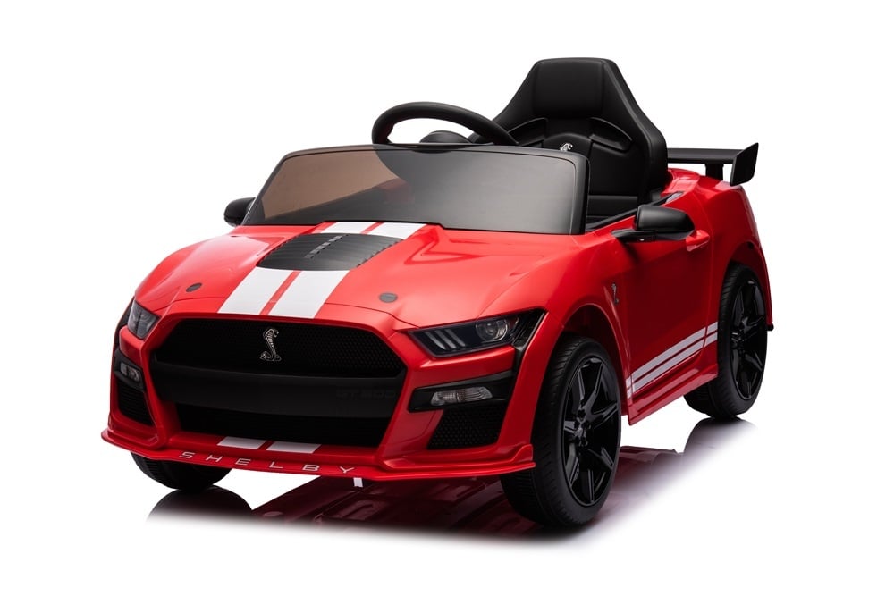 Ford Mustang Gt500,12 Volt Elektrische Kinderauto Met Rubberen Banden, Leder Zitje En Meer!
