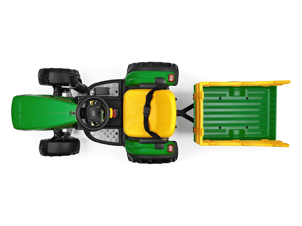 John Deere Kinder Tractor + Aanhanger, 2 X 12 Volt Motoren Met Afstandsbediening