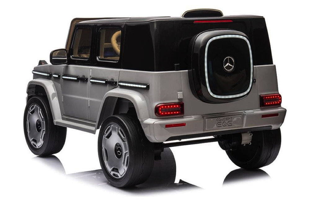 Mercedes Benz Eqg, 12 Volt Elektrische Kinderauto Met Rubberen Banden, Leder Zitje En Meer!