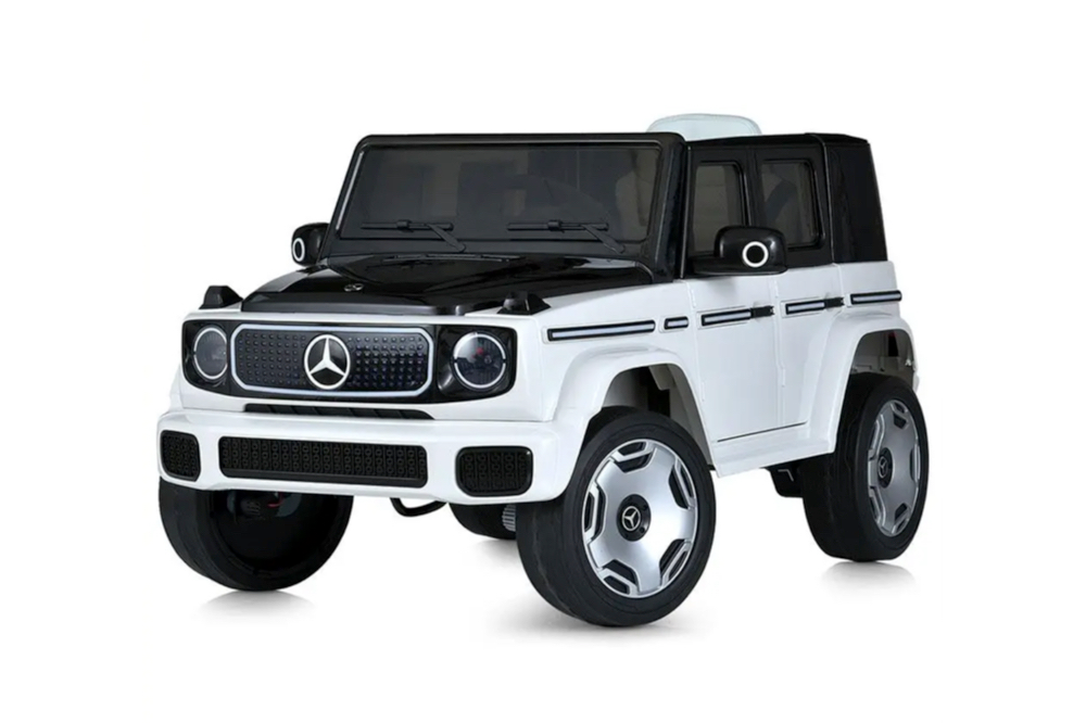Mercedes Benz Eqg, 12 Volt Elektrische Kinderauto Met Rubberen Banden, Leder Zitje En Meer!