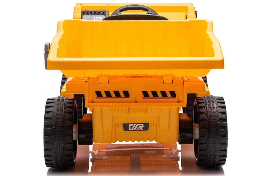 Werkvoertuig Met Bak, 12 Volt Elektrische Kinderauto, 4 Motoren, Rubberen Banden En Kunstleder Zitje!