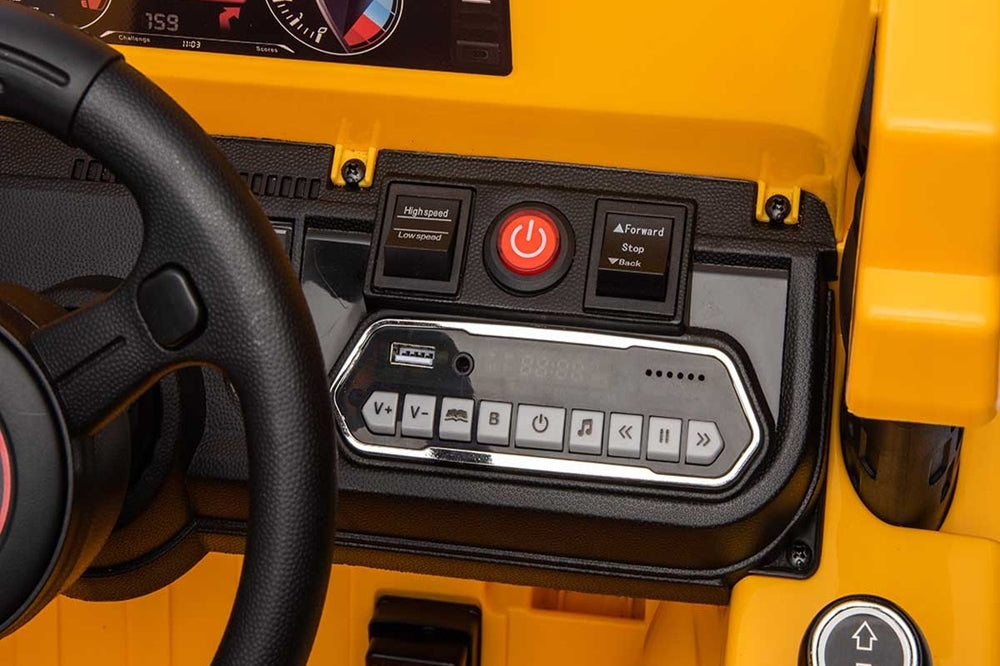 Werkvoertuig Met Bak, 12 Volt Elektrische Kinderauto, 4 Motoren, Rubberen Banden En Kunstleder Zitje!