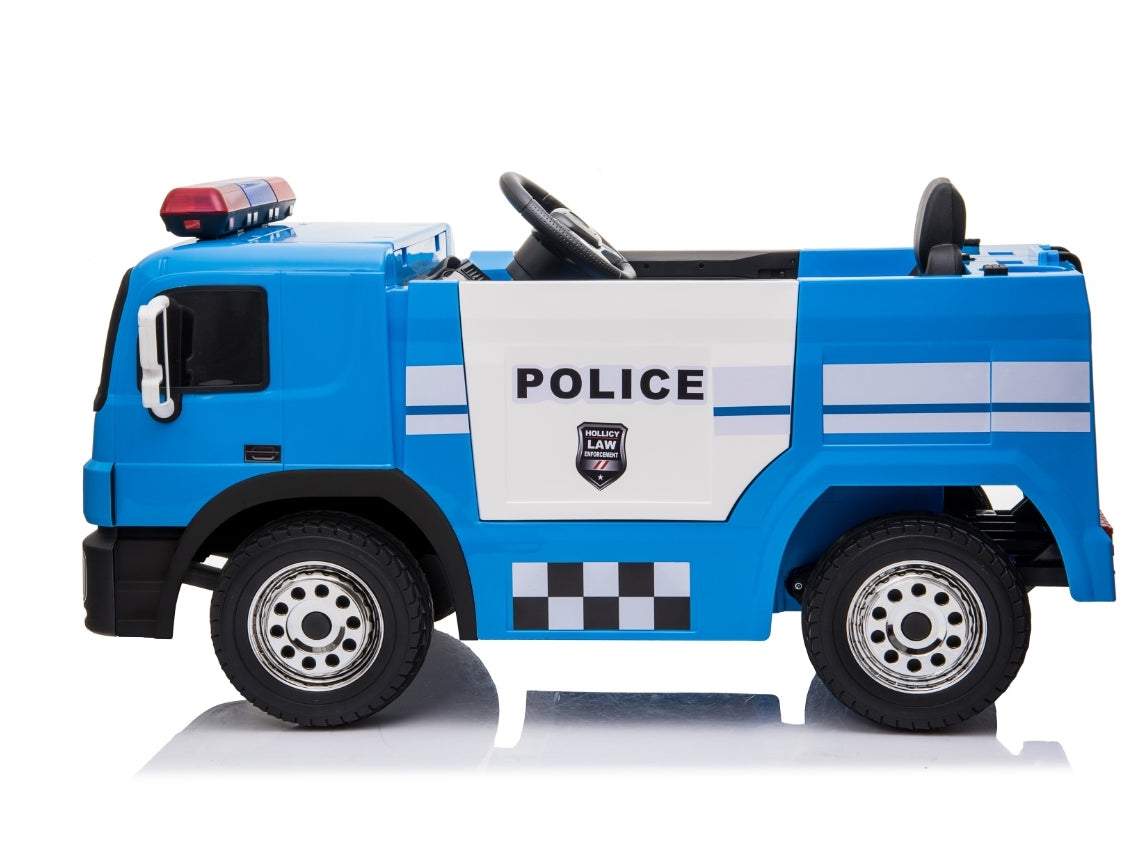 Politietruck 12V Elektrische Rit Op Vrachtwagen Blauw