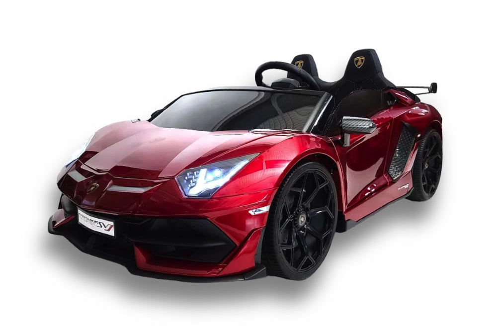 Lamborghini Aventador, 2-Persoons 24 Volt Elektrische Kinderauto Met Rubberen Banden, Leder Zitje!