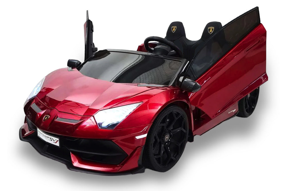 Lamborghini Aventador, 2-Persoons 24 Volt Elektrische Kinderauto Met Rubberen Banden, Leder Zitje!