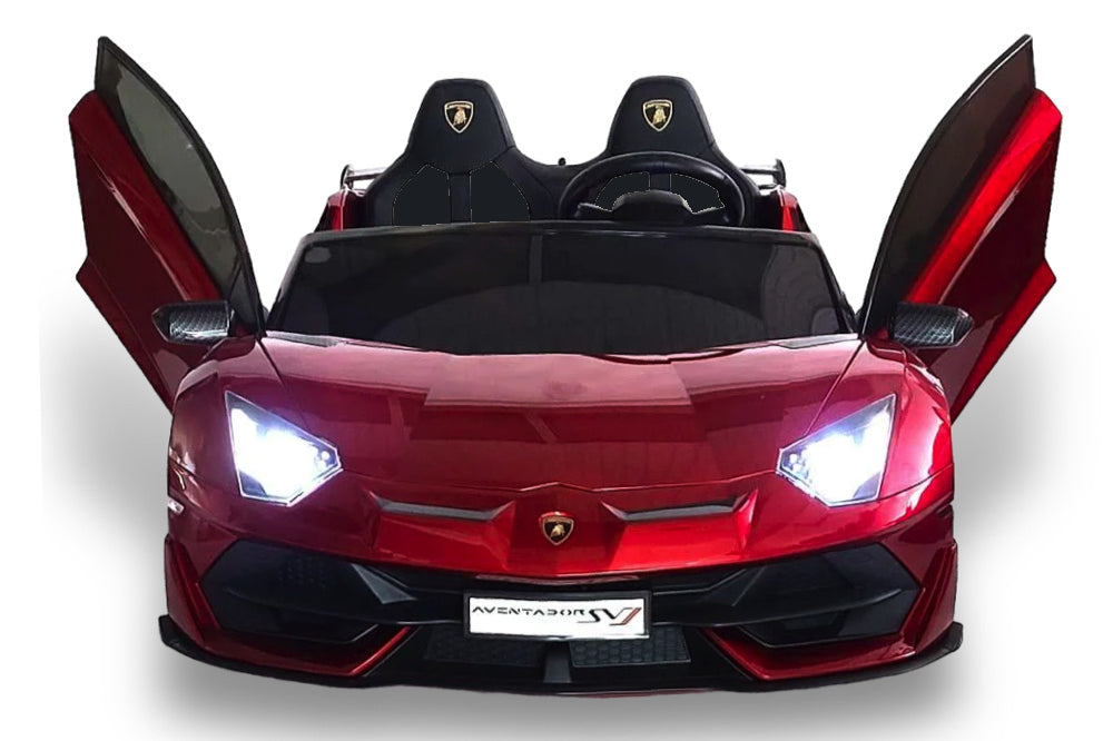 Lamborghini Aventador, 2-Persoons 24 Volt Elektrische Kinderauto Met Rubberen Banden, Leder Zitje!