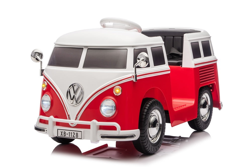Volkswagen T1 Classic Bus, 12 Volt Kinderauto Met Rubberen Banden En Meer!