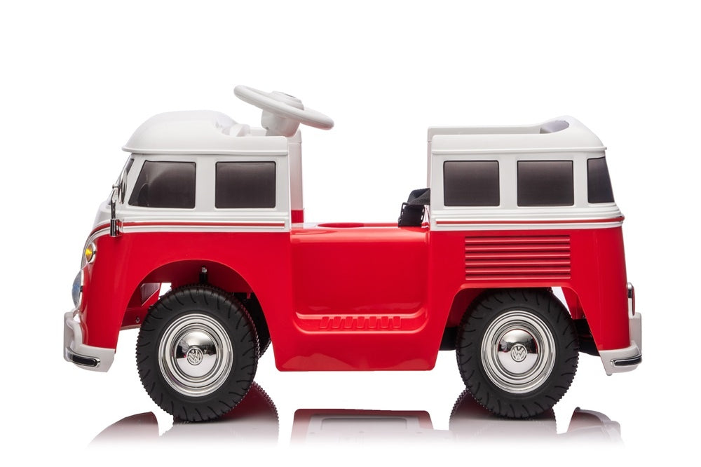 Volkswagen T1 Classic Bus, 12 Volt Kinderauto Met Rubberen Banden En Meer!