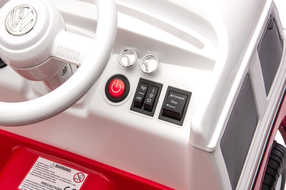Volkswagen T1 Classic Bus, 12 Volt Kinderauto Met Rubberen Banden En Meer!
