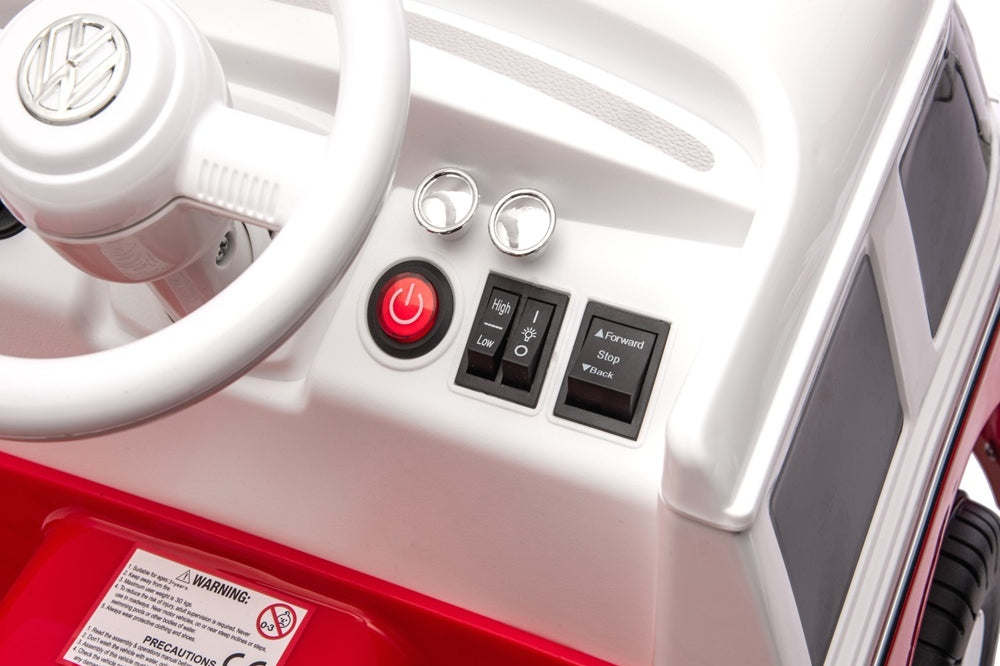 Volkswagen T1 Classic Bus, 12 Volt Kinderauto Met Rubberen Banden En Meer!