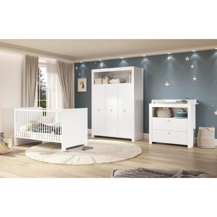 Trendteam OLIVIA babykamer wit – bed, commode en kledingkast