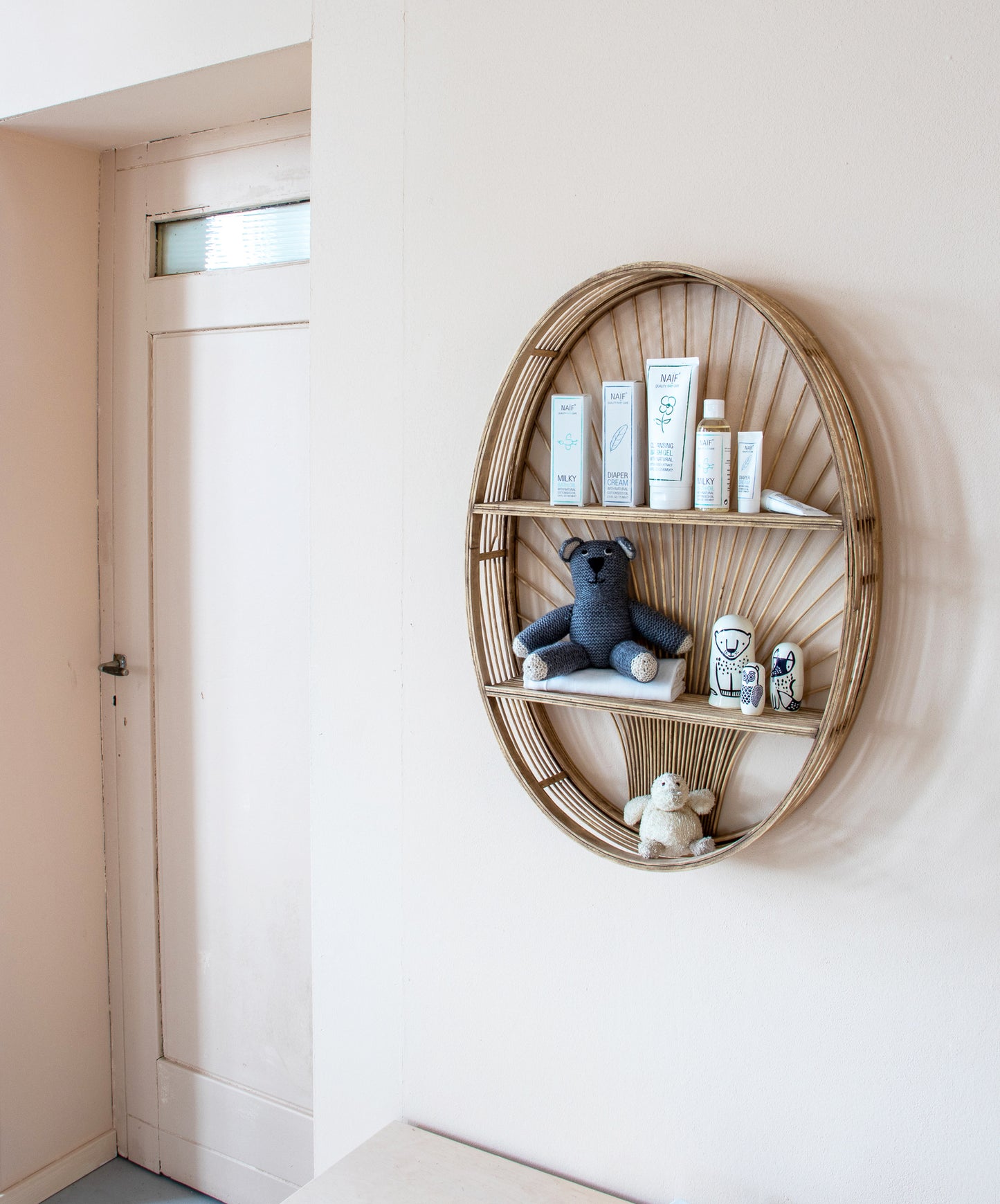 KidsDepot Wandrek Messa – Naturel | Rotan wandplank in boho-stijl