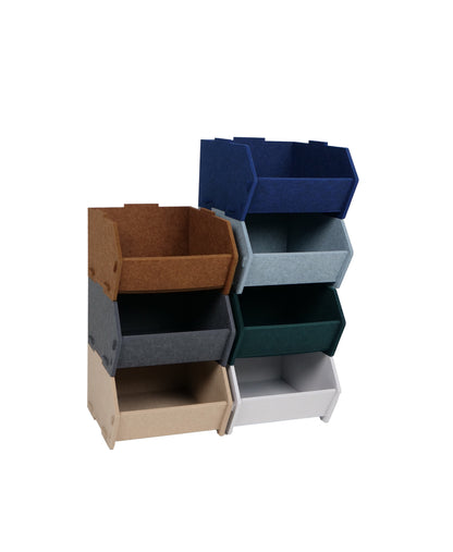 KidsDepot Mason opbergbak – stapelbare opbergmand van PETvilt in bruin | Stijlvol & duurzaam opbergen