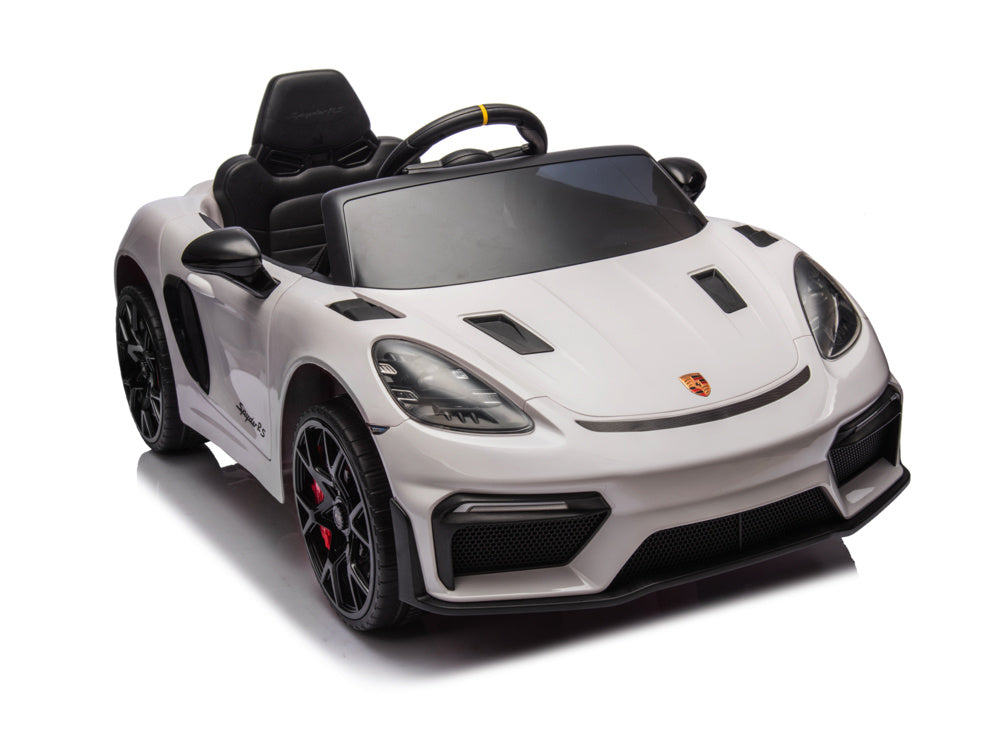 Porsche Spyder Rs, 12 Volt Kinder Accu Auto, Rubberen Banden, Leder Zitje En Meer!