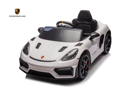 Porsche Spyder RS 12V kinderauto wit – vooraanzicht met LED-verlichting