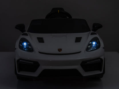 Porsche Spyder RS 12V kinderauto – luxe elektrische sportwagen met rubberen banden, leren zitje & afstandsbediening | Kiddoplay