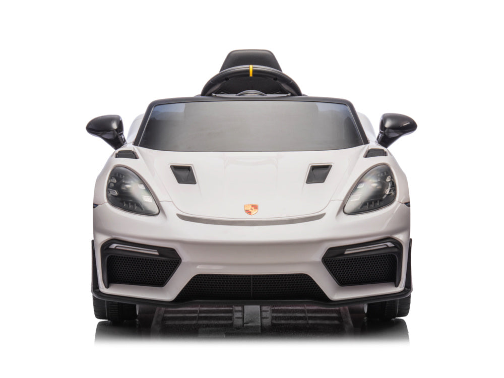 Porsche Spyder RS 12V kinderauto – luxe elektrische sportwagen met rubberen banden, leren zitje & afstandsbediening | Kiddoplay