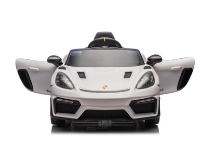 Porsche Spyder RS 12V kinderauto – luxe elektrische sportwagen met rubberen banden, leren zitje & afstandsbediening | Kiddoplay