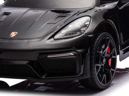 Porsche Spyder RS 12V kinderauto – luxe elektrische sportwagen met Lithium-accu, rubberen banden & leren zitje | Kiddoplay