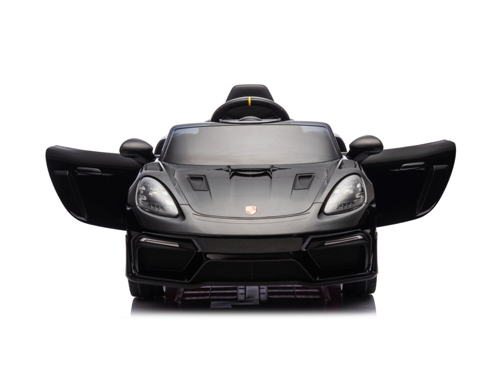Porsche Spyder RS 12V kinderauto – luxe elektrische sportwagen met Lithium-accu, rubberen banden & leren zitje | Kiddoplay