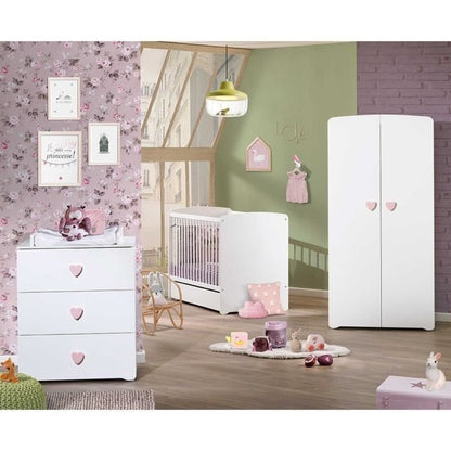 BABY PRICE Basic Hart babykamer – wit met hartvormige grepen