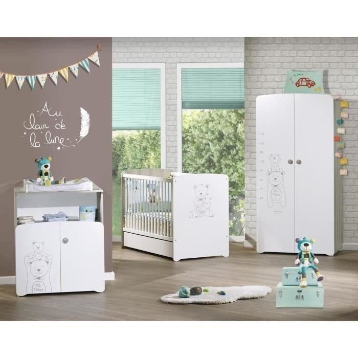 BABY PRICE Teddy babykamer wit – ledikant, commode en kast