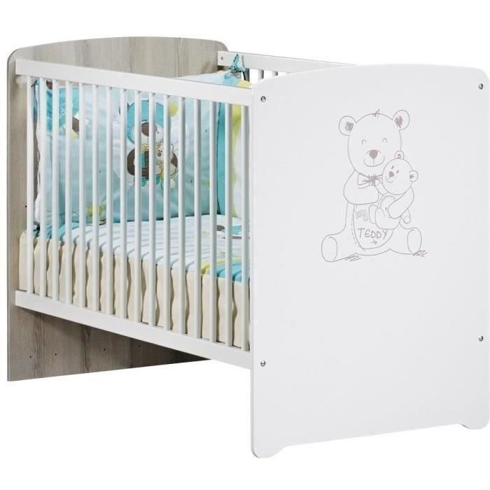 Teddy ledikant 120×60 – wit met teddy detail
