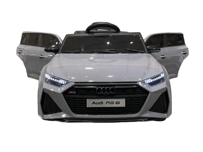 Audi RS6 12V elektrische kinderauto – rubberen banden, leder zitje & afstandsbediening | Kiddoplay