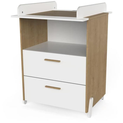 Duoset NAILI – ledikant 60×120 cm + commode (2 lades) | Hamilton / Mat wit | Kiddoplay