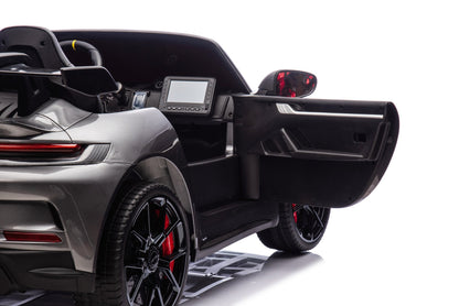 Porsche 911 GT3 24V kinderauto – luxe 2-persoons elektrische sportwagen met rubberen banden & leren stoelen | Kiddoplay