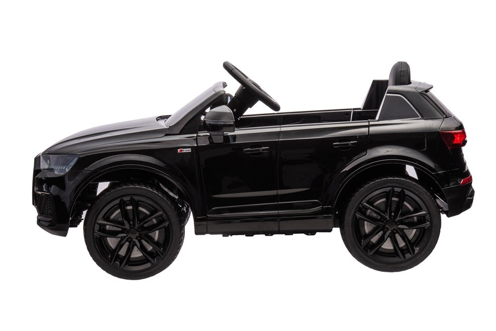 Audi Q7 12V kinderauto (Zwart) – elektrische kinderauto met rubberen banden, kunstleder zitje & afstandsbediening | Kiddoplay