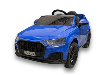 Audi Q7 12V kinderauto (blauw) – elektrische kinderauto met rubberen banden, kunstleder zitje & afstandsbediening | Kiddoplay
