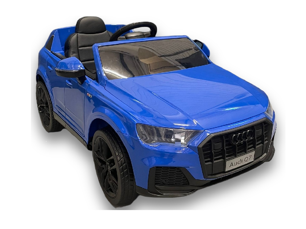 Audi Q7 12V kinderauto (blauw) – elektrische kinderauto met rubberen banden, kunstleder zitje & afstandsbediening | Kiddoplay