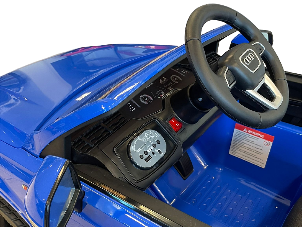 Audi Q7 12V kinderauto (blauw) – elektrische kinderauto met rubberen banden, kunstleder zitje & afstandsbediening | Kiddoplay