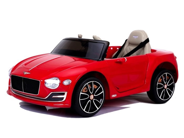Bentley EXP12 12V kinderauto rood – voorkant met LED-verlichting