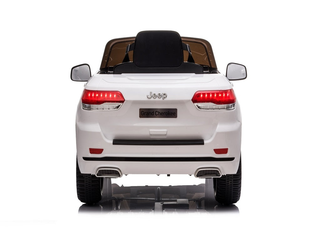 Jeep Grand Cherokee 12V elektrische kinderauto (wit) – leder zitje, rubberen banden & 2.4G afstandsbediening | Kiddoplay