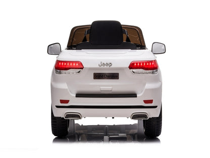 Jeep Grand Cherokee 12V elektrische kinderauto (wit) – leder zitje, rubberen banden & 2.4G afstandsbediening | Kiddoplay