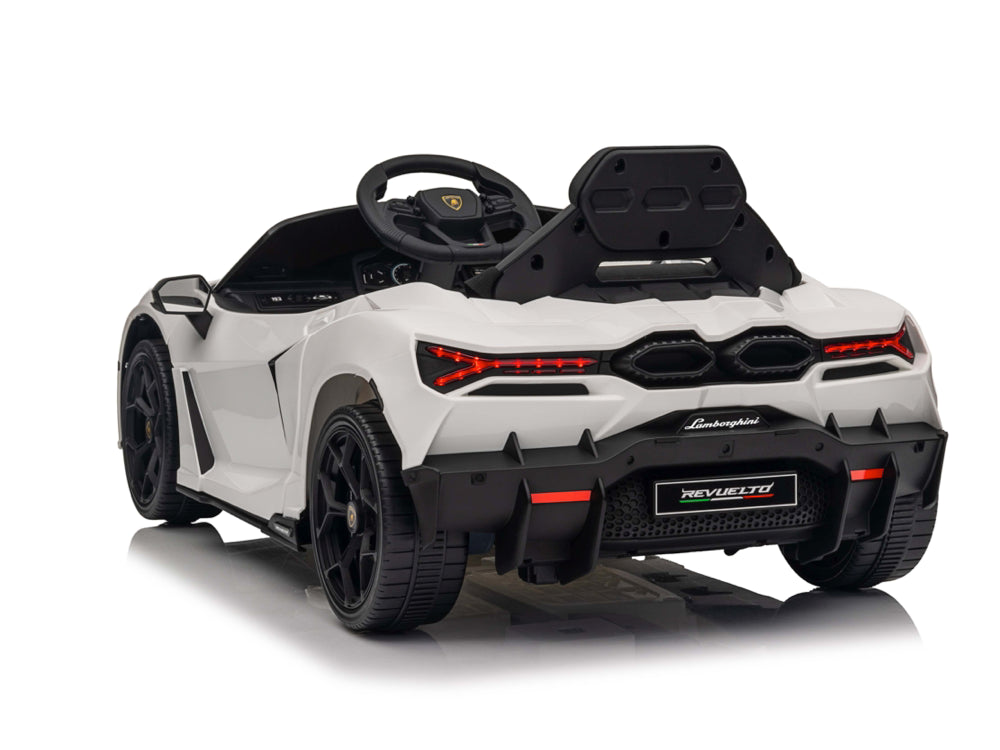 Lamborghini Revuelto 12V kinderauto – luxe elektrische sportwagen met rubberen banden, LED-verlichting & afstandsbediening | Kiddoplay