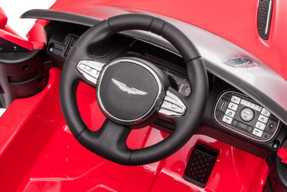 Aston Martin 12V kinderauto (rood) – elektrische kinderauto met rubberen banden, kunstleder zitje & afstandsbediening | Kiddoplay