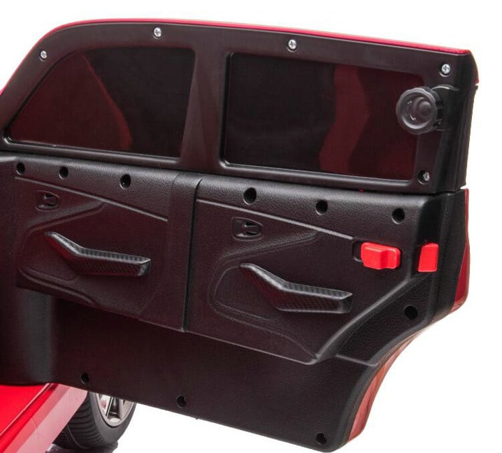 Aston Martin 12V kinderauto (rood) – elektrische kinderauto met rubberen banden, kunstleder zitje & afstandsbediening | Kiddoplay