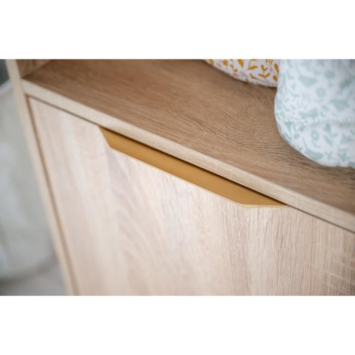 SAUTHON AZUR complete babykamer – ledikant 120×60 cm + commode (3 lades) + 2-deurs kast | Goud eikenhout | Kiddoplay
