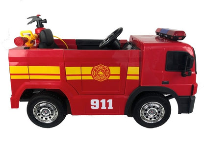 Brandweer Accu Auto 12V (rood) – elektrische kinderbrandweerwagen met zwaailichten, waterpistool & accessoires | Kiddoplay