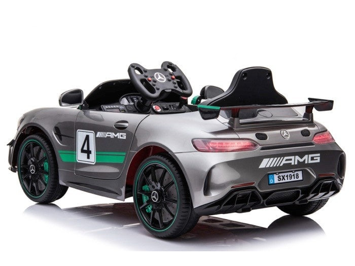 Mercedes-Benz GT4 AMG 12V kinderauto – met MP4 scherm, rubberen banden & kunstlederen zitje | Kiddoplay