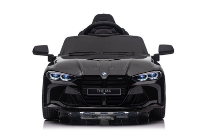 BMW M4 12V kinderauto – luxe elektrische sportwagen met rubberen banden, leren zitje & afstandsbediening | Kiddoplay