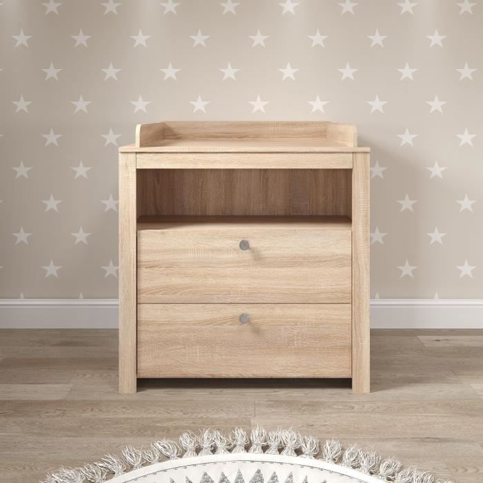 Commode met 2 lades en open vak – warm eikendecor