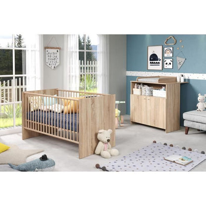 Trendteam NIKO babykamer – bed en commode in eikendecor